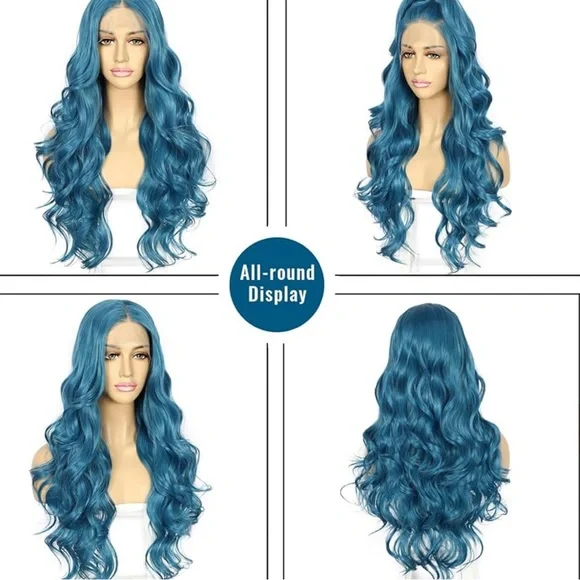 BLUE BODY WAVY LACE FRONT WIG *NEW* Vibrant blue color